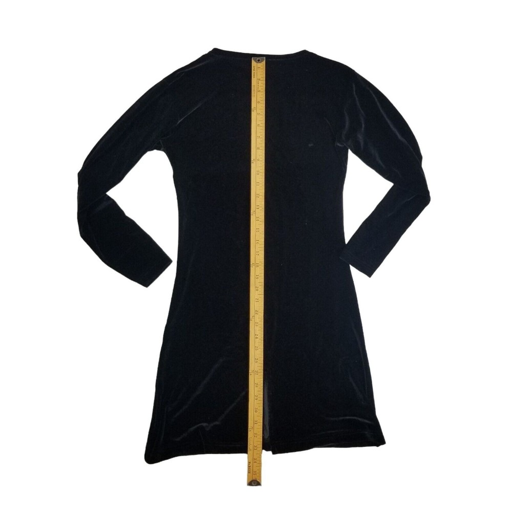 NY Collection Velour Stretch Knee Length Dress Long Sleeve Womens M Velvet - Picture 10 of 12